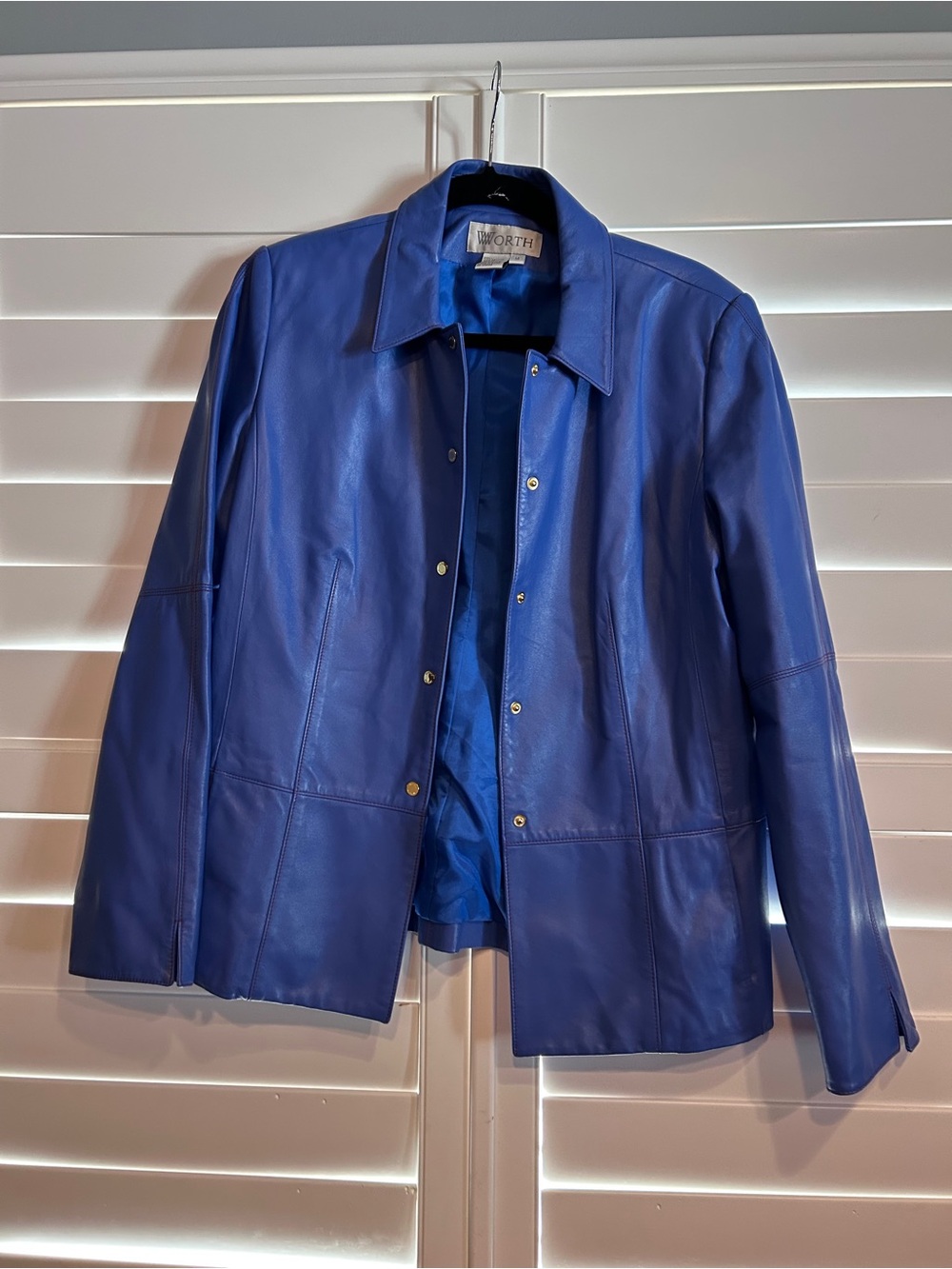 Worth 100% Genuine Leather Jacket Blue Size 14